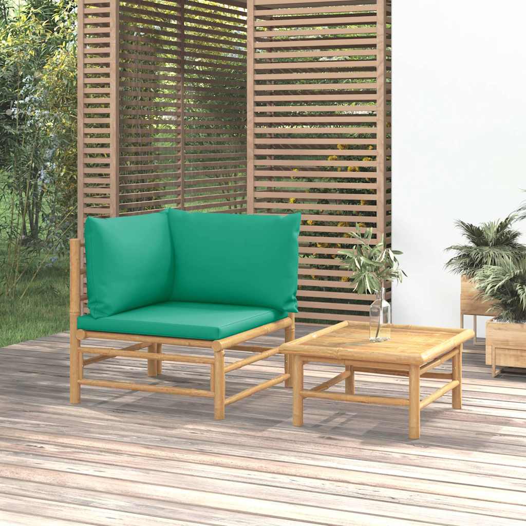 Set Salotto da Giardino 2pz con Cuscini Verdi BambÃƒÂ¹