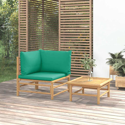 Set Salotto da Giardino 2pz con Cuscini Verdi BambÃƒÂ¹