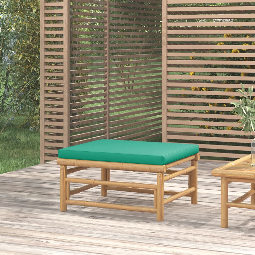 Poggiapiedi da Giardino con Cuscino Verde in BambÃ¹