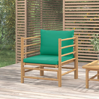 Divano da Giardino con Cuscini Verdi in BambÃƒÂ¹