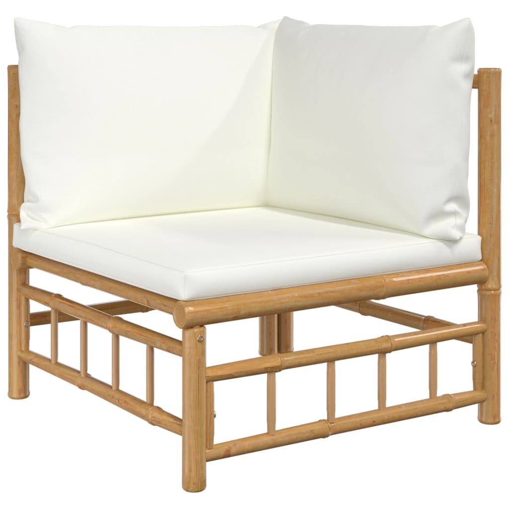 Divano Angolare da Giardino con Cuscini Bianco Crema in BambÃ¹