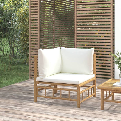Divano Angolare da Giardino con Cuscini Bianco Crema in BambÃ¹