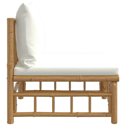 Divano Centrale da Giardino con Cuscini Bianco Crema in BambÃ¹