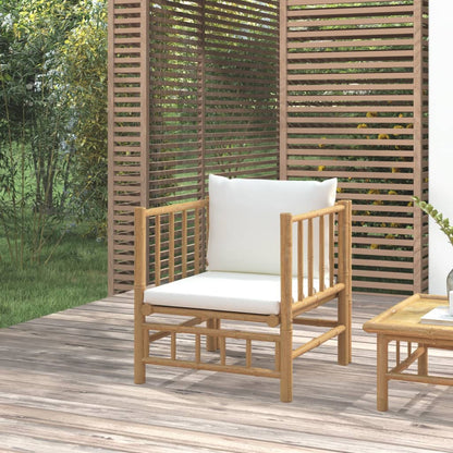 Divano da Giardino con Cuscini Bianco Crema in BambÃ¹