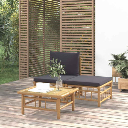 Set Salotto da Giardino 3pz con Cuscini Grigio Scuro BambÃƒÂ¹