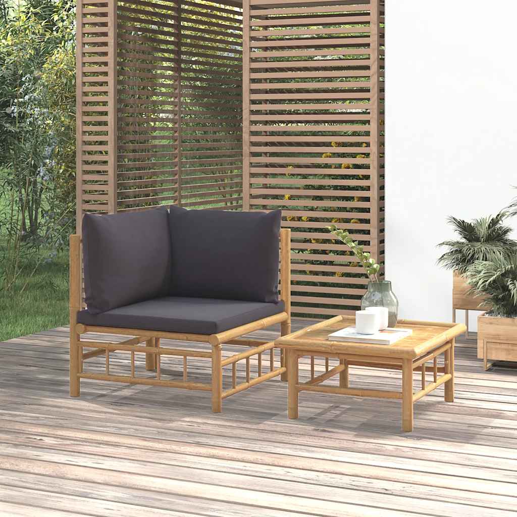 Set Salotto da Giardino 2pz con Cuscini Grigio Scuro BambÃ¹