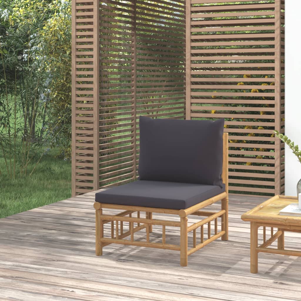 Divano Centrale da Giardino con Cuscini Grigio Scuro BambÃƒÂ¹