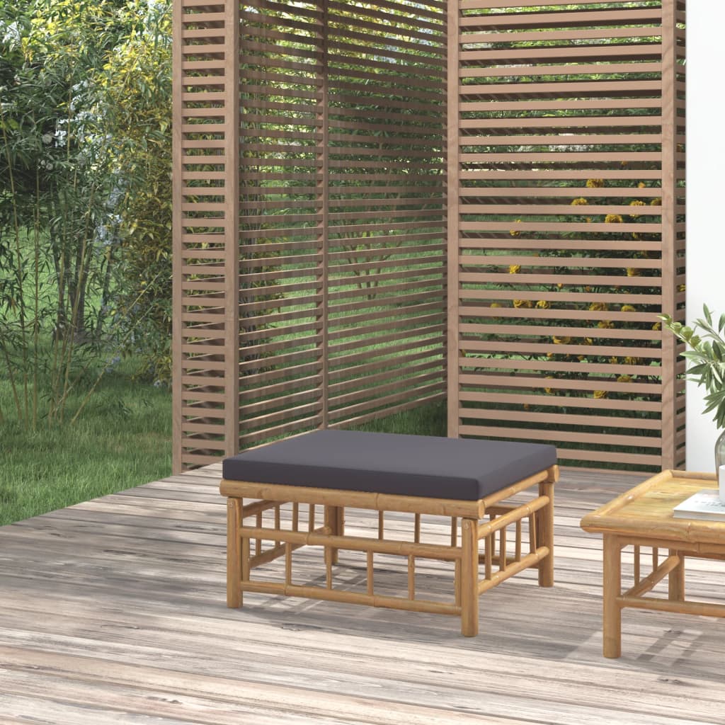 Poggiapiedi da Giardino con Cuscino Grigio Scuro in BambÃƒÂ¹