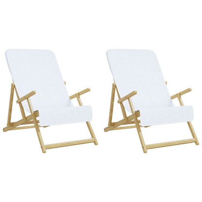 Asciugamani da Spiaggia 2 pz Bianchi 60x135 cm Tessuto 400 GSM