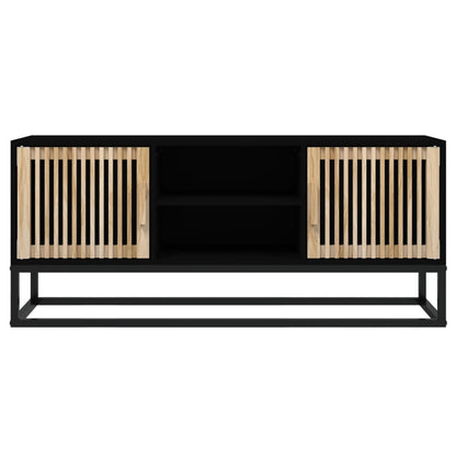 Mobile Porta TV Nero 105x30x45 cm in Legno Multistrato e Ferro