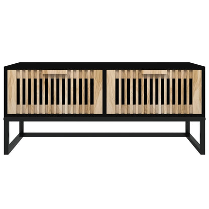Tavolino da Salotto Nero 80x40x35 cm Legno Multistrato e Ferro