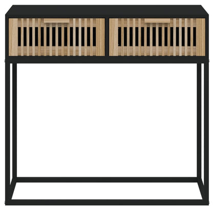 Tavolino Consolle Nero 80x30x75 cm Legno Multistrato e Ferro
