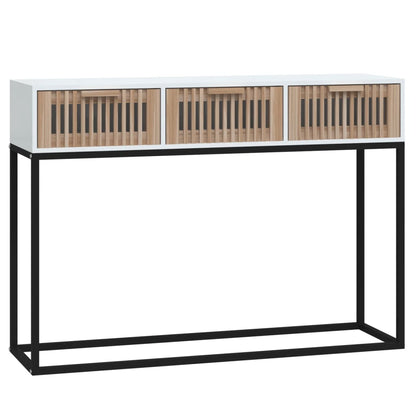 Tavolino Consolle Bianco 105x30x75 cm Legno Multistrato e Ferro