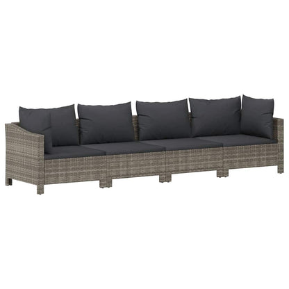 Set da giardino 4 pezzi con cuscini grigio in polyrattan