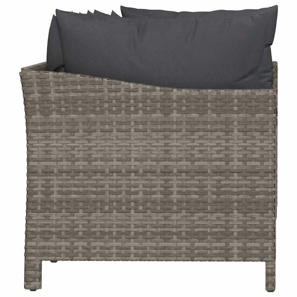 Set da giardino 4 pezzi con cuscini grigio in polyrattan
