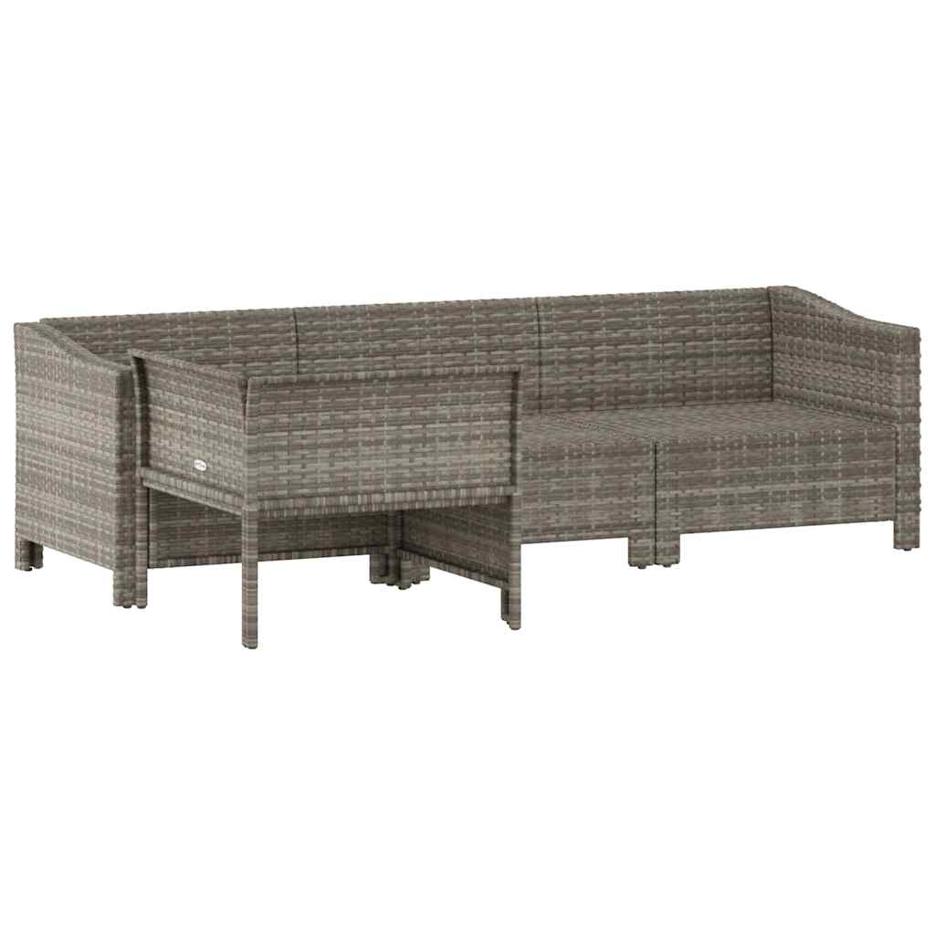 Set da giardino 4 pezzi con cuscini grigio in polyrattan