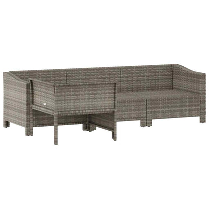 Set da giardino 4 pezzi con cuscini grigio in polyrattan