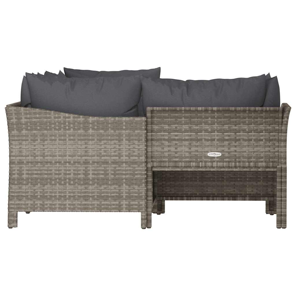 Set da giardino 4 pezzi con cuscini grigio in polyrattan