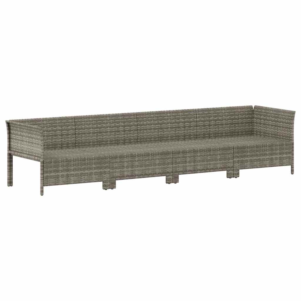 Set da giardino 4 pezzi con cuscini grigio in polyrattan