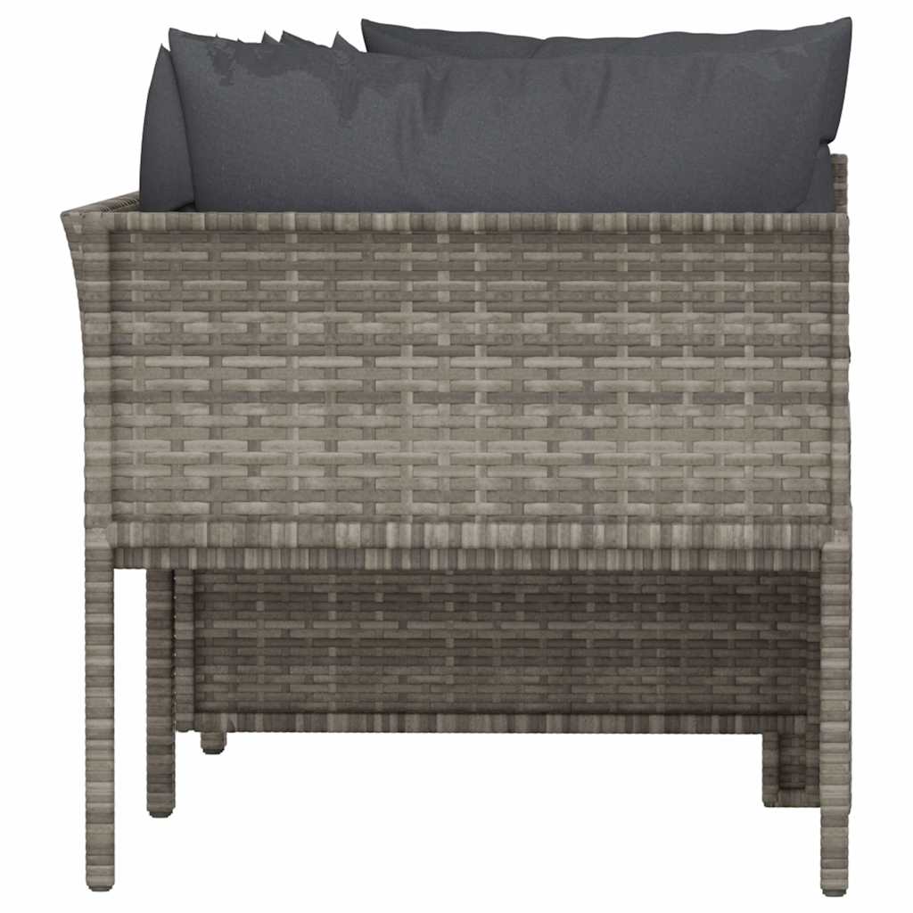 Set da giardino 4 pezzi con cuscini grigio in polyrattan