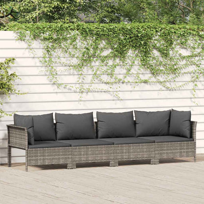 Set da giardino 4 pezzi con cuscini grigio in polyrattan