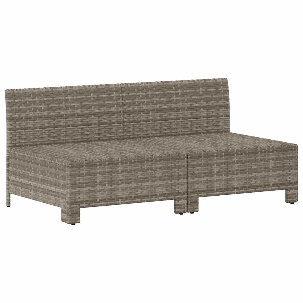 Divano da Giardino a 2 Posti con Cuscini in Polyrattan Grigio