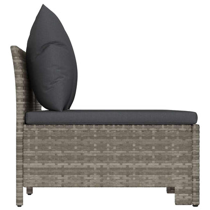 Set da giardino 3 pezzi con cuscini grigio in polyrattan