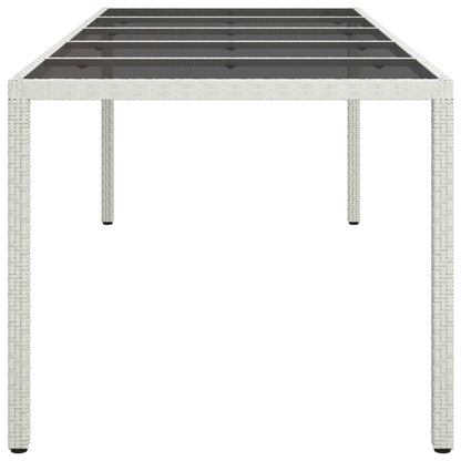 Tavolo Giardino Bianco 250x100x75 cm Polyrattan Vetro Temperato