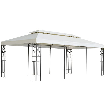 Gazebo con Tetto Doppio Bianco 6x3 m in Acciaio
