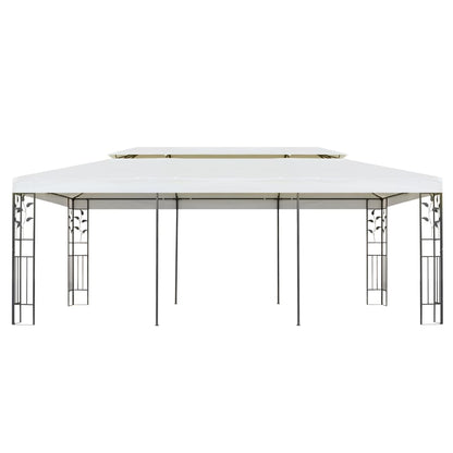 Gazebo con Tetto Doppio Bianco 6x3 m in Acciaio