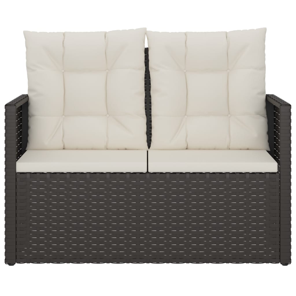 Panca da Giardino con Cuscini Nera 105 cm in Polyrattan