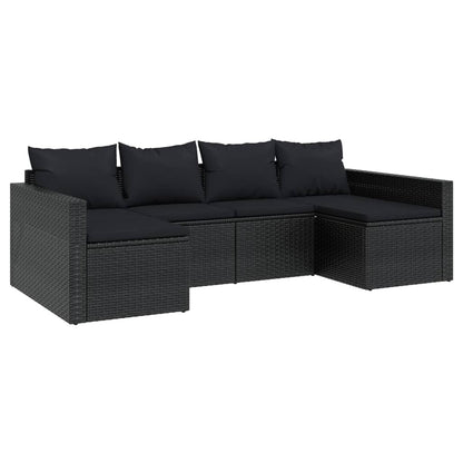 Set da Giardino 2 pz con Cuscini Nero in Polyrattan