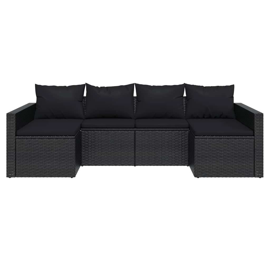 Set da Giardino 2 pz con Cuscini Nero in Polyrattan