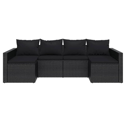 Set da Giardino 2 pz con Cuscini Nero in Polyrattan
