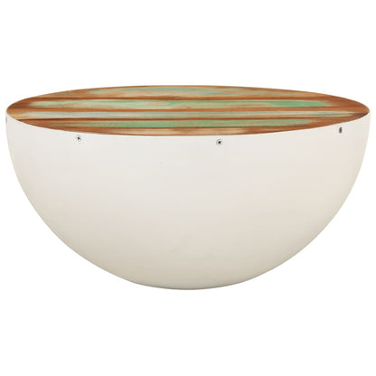 Tavolino a Ciotola Bianco Ã˜50x24 cm Legno Massello di Recupero
