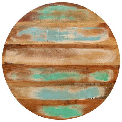 Tavolino Ã˜50x40 cm in Legno Massello di Recupero e Acciaio