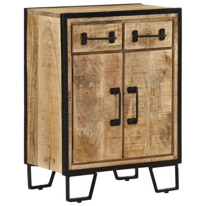 Credenza 2 Cassetti 53x31x72 cm Legno Massello di Mango e Ferro