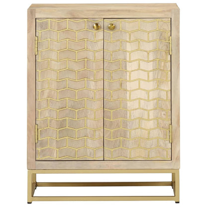 Credenza con 2 Ante 55x30x70 cm in Legno Massello di Mango