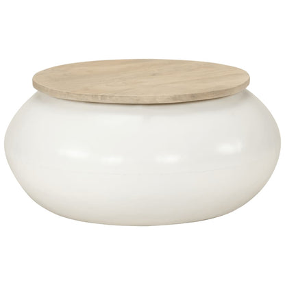 Tavolino da Salotto Bianco 51x51x27 cm Legno Massello di Mango
