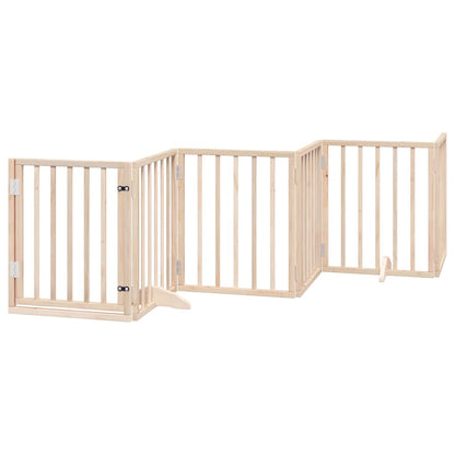 Cancelletto per cani con porta pieghevole 6 pannelli 300 cm in legno di pioppo