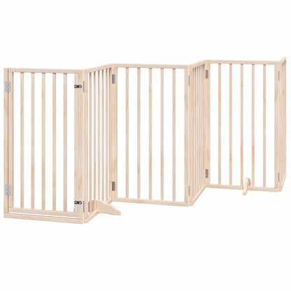 Cancelletto per cani con porta pieghevole 6 pannelli 300 cm in legno di pioppo