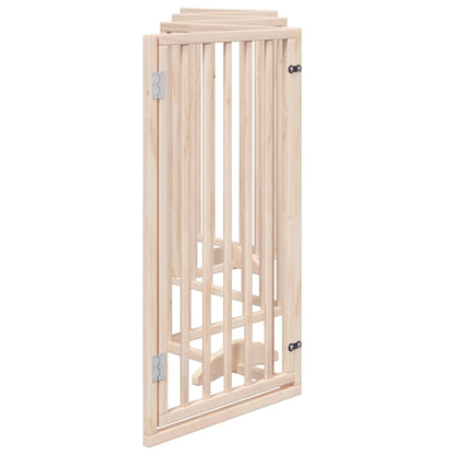 Cancelletto per cani con porta pieghevole 6 pannelli 300 cm in legno di pioppo