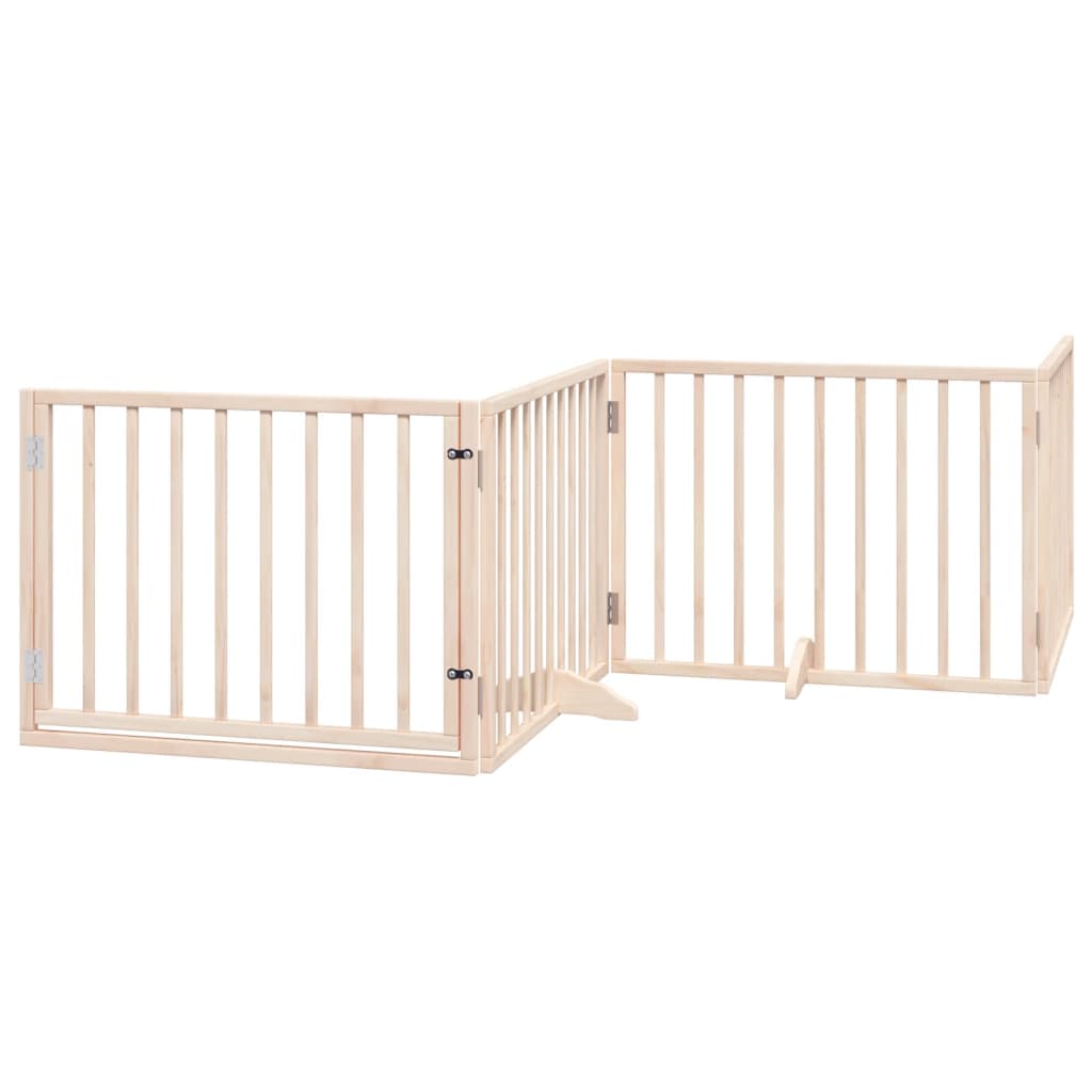 Cancelletto per cani con porta pieghevole 4 pannelli 320 cm in legno di pioppo