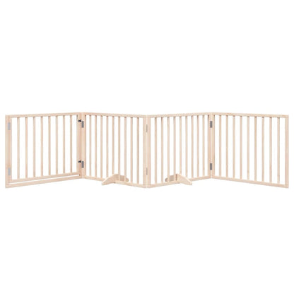 Cancelletto per cani con porta pieghevole 4 pannelli 320 cm in legno di pioppo