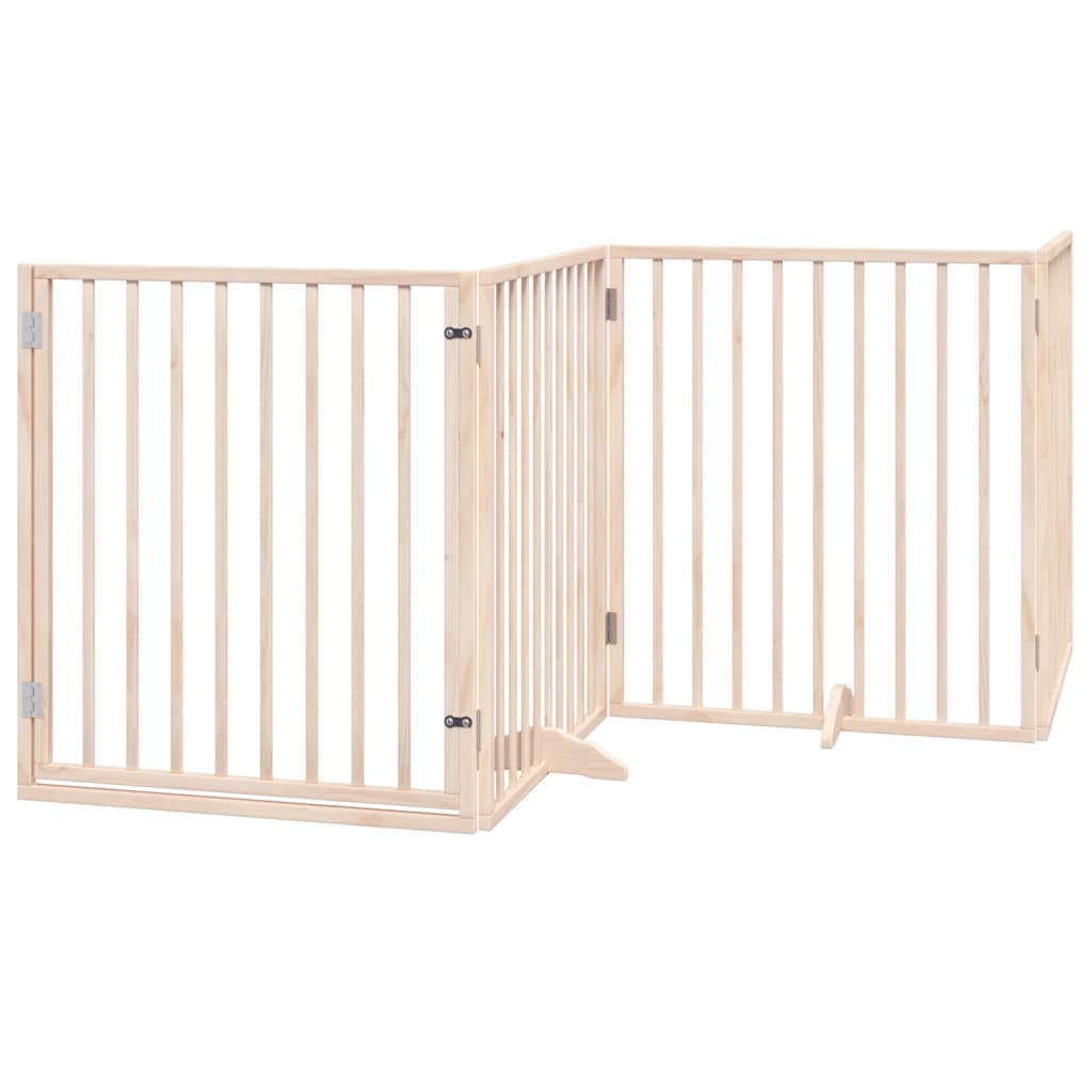 Cancello per Cani con Porta Pieghevole 4 Pannelli 320 cm Pioppo
