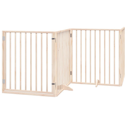 Cancello per Cani con Porta Pieghevole 4 Pannelli 320 cm Pioppo