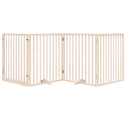 Cancello per Cani con Porta Pieghevole 4 Pannelli 320 cm Pioppo