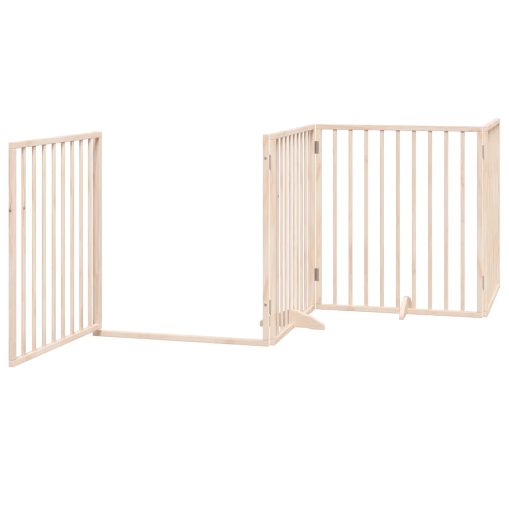 Cancello per Cani con Porta Pieghevole 4 Pannelli 320 cm Pioppo