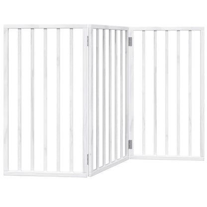 Cancelletto per cani pieghevole a 3 pannelli bianco 150 cm in legno di pioppo