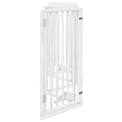Cancelletto per cani con porta pieghevole 6 pannelli bianco 300 cm in legno di pioppo